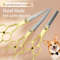 Ensemble de ciseaux de toilettage pour chiens et chats, professionnels, écologiques, en tissu maillé et en tissu brossé, avec pointe de sécurité, ciseaux courbes pour couper les poils des animaux