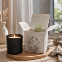 Boîte à bougies personnalisée en papier grainé, style scandinave minimaliste, 6 oz, vente en gros, logo personnalisé, boîte à bougies naturelle sur mesure