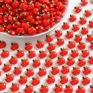 Diseño de moda, dijes de resina de manzana, dijes de frutas con parte posterior plana, manualidades para accesorios de pegamento de <span class=keywords><strong>crema</strong></span> DIY - Product Image 3