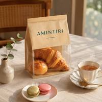 Sacs de boulangerie avec fenêtre, en kraft brun, fermeture à lien métallique, fond plat, qualité alimentaire, sans BPA, résistants à la graisse, multi-imprimés écologiques