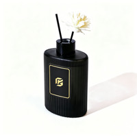 En stock – Bouteille diffuseur à bâtonnets en verre de 200 ml avec bouchon, flacon vide en verre dépoli noir de luxe pour diffuseur d'huiles aromatiques