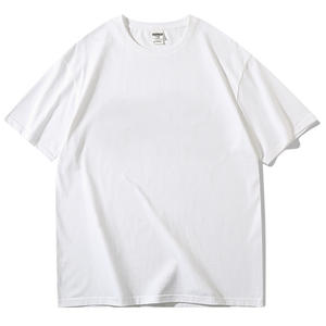 A07T New Summer Heavy Cotton Solid Blank Loose Neck T-shirt Short Sleeve Men's Student Couple Casual <b>Cheap</b> Foreign Trade - Product Image 5