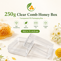 Boîte à miel en plastique transparent de 250 g, entièrement transparente, pour l'apiculture, conteneur de stockage de miel, boîte d'emballage pour miel en nid d'abeille