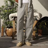 Pantalon décontracté pour homme, à rayures, à devant plat, ample, élégant, taille mi-élastique, ample, droit, pour la salle de sport, l'entraînement, l'été, streetwear