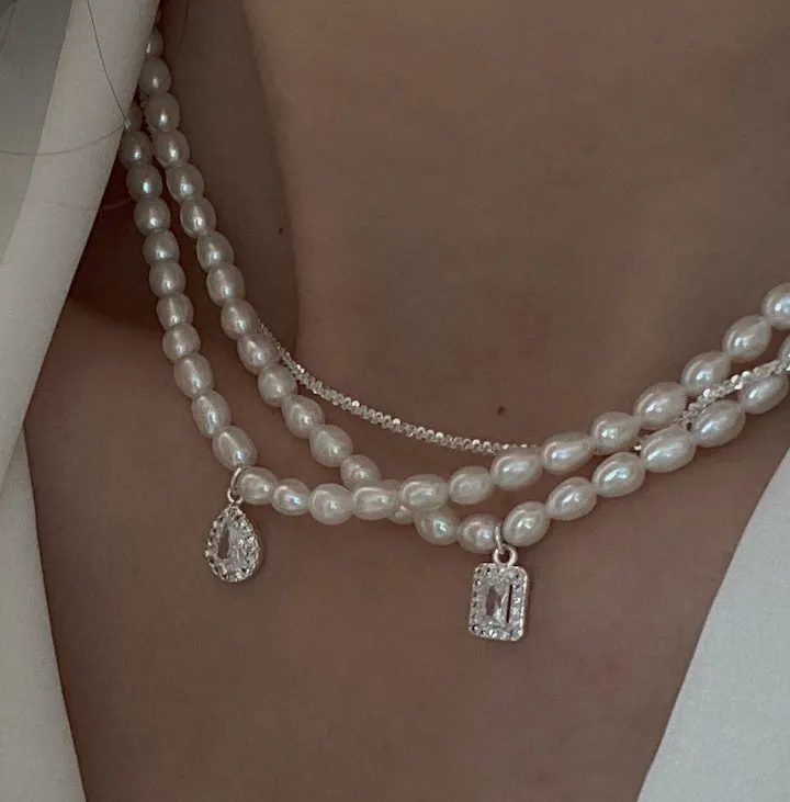 Collana di perle d'acqua dolce reale regalo di alta qualità set collana in argento sterling 925 con acqua di mare naturale personalizzata per donna