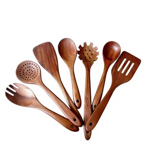 Spatule, cuillère, écumoire et fourchette rectangulaires jetables en bois naturel avec trou de suspension - Product Image 4