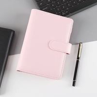 Carnet de notes A5/A6 personnalisé avec logo imprimé, classeur à 6 anneaux, agenda rigide en cuir rose mignon, ensemble cadeau de papeterie