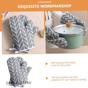 Custom Logo Oven Mitts Cotton Gloves Heat Resistant Non - Slip Gloves for Cooking Baking Grilling With <strong>Pot</strong> <strong>Holders</strong> - Product Image 3