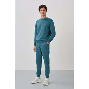 Ensemble de survêtement pour homme Air Jones en coton brossé vert forêt, tissu 3 fils, confortable et élégant pour le sport - Product Image 1