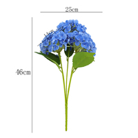 Fleur d'hortensia artificielle de haute qualité, 46 cm, 5 têtes, réaliste, bleu-vert, en plastique souple, pour mariage, Noël, maison moderne, Saint-Valentin