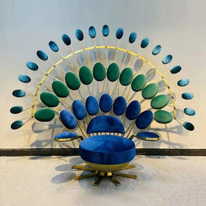 كرسي طاووس فردي بتصميم حديث على الطراز الاسكندنافي ، كرسي فاخر أصفر بتصميم مخملي مخملي لأثاث غرفة المعيشة - Product Image 3