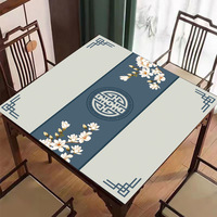 Tapis de table de mahjong carré de style chinois en tissu technique, insonorisant, facile à nettoyer, résistant à l'usure et aux taches, pour usage domestique