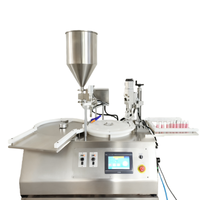 Machine de remplissage et de bouchage monobloc pour crème cosmétique, sérum, huile capillaire en flacon rond avec pompe à engrenages automatique