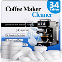 Comprimés détartrants pour machine à café, 34 paquets, comprimés de nettoyage pour machine à expresso, solution détartrante pour cafetière