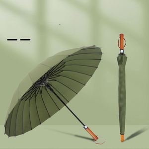 Parapluie personnalisé avec logo, 24 baleines, manche en bois, 115 cm, en pongé haute densité 210T, armature en acier noir, idéal pour les trajets quotidiens, les voyages et la promotion de marque - Product Image 1