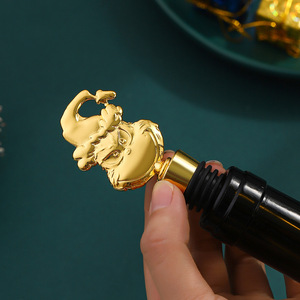 Christmas Metal Wine Bottle Stoppers With Snowflake Car Sleigh Deer Design Gold Color Ribbed Closure For Wine Bottles - Product Image 2