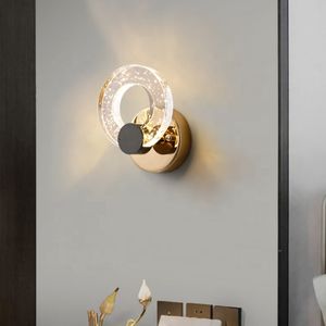 Modern Gold Luxury <b>Wall</b> <b>Lamp</b> New Design Trending LED Crystal Sconce for Hotel Bedroom Bedside Indoor Bubble Circle Durable Iron - Product Image 3