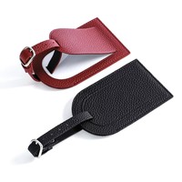 Étiquettes de bagages en cuir véritable de luxe personnalisées en gros, durables, portables, pour cartes d'embarquement et accessoires de voyage