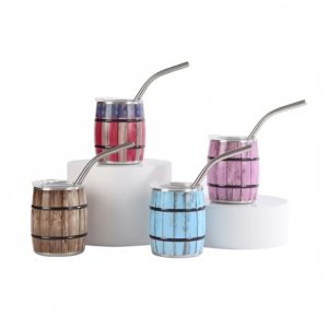 Bouteille à shot réutilisable personnalisée en usine pour souvenirs touristiques, tasse à eau colorée en acier inoxydable durable avec paille - Product Image 1