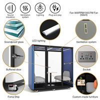 Cabine de réunion moderne insonorisée pour 2 personnes, cabine acoustique préfabriquée pour négociations, espace de travail silencieux pour bureau et hôtel, certifiée CE