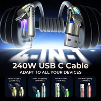 Câble USB-A vers USB-C universel LISEN avec adaptateur multi-connecteurs pour voyage, iPhone 17 16, Samsung Galaxy S25, tablette, iPad