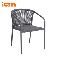 Meubles de patio en corde tissée grise de haute qualité fauteuil chaises de salle à manger en plein air meubles de jardin