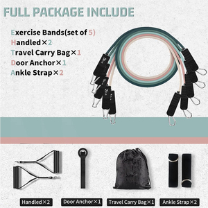 ชุดยางยืดออกกำลังกายสำหรับออกกำลังกายแถบยางยืดจากยางธรรมชาติออกแบบได้ตามต้องการพร้อมที่จับยึดที่ประตู - Product Image 2