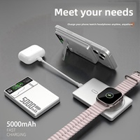 Cargador Inalámbrico Magnético Plegable y Estable, 5000/10000mAh, 20W/22.5W PD TFT, Multidispositivo 3 en 1, Portátil de Aleación de Aluminio