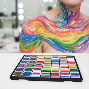 Peinture pour le visage et le corps à base d'eau, 42 couleurs arc-en-ciel, avec <span class=keywords><strong>kit</strong></span> de 12 gels pailletés pour Halloween, cosplay, fête, <span class=keywords><strong>maquillage</strong></span> de scène - Product Image 1