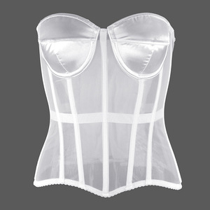 Corset sexy pour femmes à 15 baleines, lingerie bustier respirante avec soutien-gorge à lacets en dentelle et jarretelles pour les mariées et la confection de robes - Product Image 1