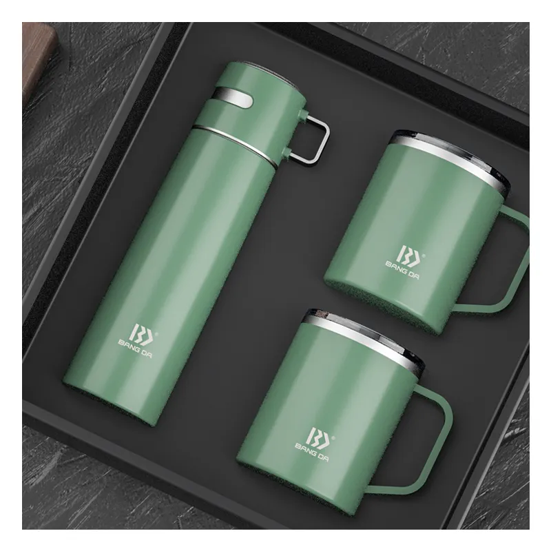 Amazon sıcak yeni satış paslanmaz vakum su termosu şişesi sızdırmaz kahve hediye seti kupalar şişesi