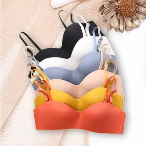 Explosive Candy Solid Colored Bra Gathers Thin Strapless Strapless Anti-slip Girl Marshmallow Invisible Bra