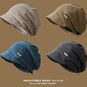 Korean <b>Style</b> Relaxed Beanie Dark Gray Cotton Autumn Winter Hat For Women Large <b>Head</b> Size Face Slimming Design - Product Image 3
