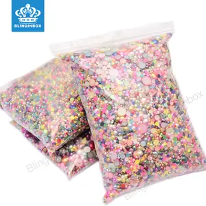 Boîte à paillettes en plastique assortie, grandes tailles mixtes, perles en ABS demi-rond et strass en résine, pour ongles, artisanat, bricolage, pièces