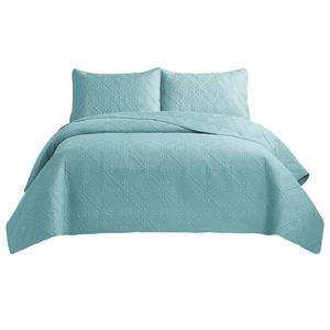 Cubrecama Acolchado de Color Sólido, Juego de Ropa de <span class=keywords><strong>Cama</strong></span> de 3 Piezas, Cubrecama Reversible Lavable con Relieve Ultrasónico - Product Image 2