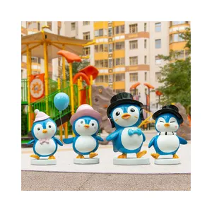 Venta caliente de fibra de vidrio al aire libre jardín mar animal dibujos animados pingüino escultura para Resina decoración del hogar estatua para la venta