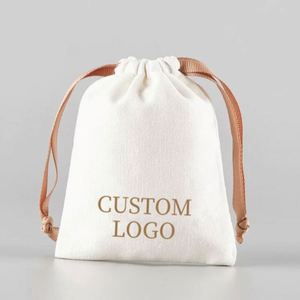 Customized Logo Portable Storage Natural Biodegradable Pouch Gift <b>Canvas</b> <b>Drawstring</b> <b>Bags</b> - Product Image 1