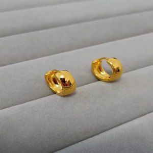 Boucles <span class=keywords><strong>d</strong></span>'oreilles créoles rondes en argent sterling 925 plaqué or 18 carats <span class=keywords><strong>Vermeil</strong></span> Huggies Boucles <span class=keywords><strong>d</strong></span>'oreilles Bijoux pour femmes - Product Image 2