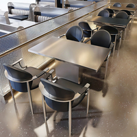 Meubles de restaurant minimalistes en acier inoxydable pour hôtels, cafés, restaurants de barbecue - Tables et chaises résistantes à l'eau et écologiques