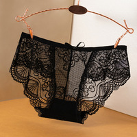 Culotte transparente en dentelle à nœuds floraux sans couture pour femmes avec taille XL Lingerie sexy douce mode pour dames