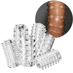 Hot Selling 6 Stück Set Herren Verzögerung Ejakulation Cockring Sexspielzeug TPE und Silikon Penis ringe und Kondome Ärmel für Erwachsene - Product Image 1