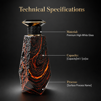 Flacon de parfum en verre mat de conception Magma Premium avec bouchon facetté, impression sérigraphique, étiquette privée, 30 ml/50 ml/100 ml