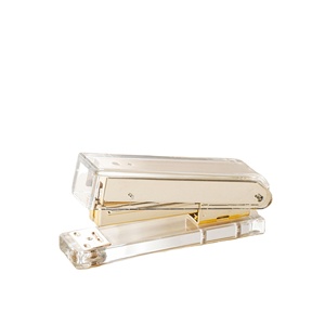 2020 New design high quality hot selling school office acrylic stapler transparent acrylic rose gold stapler staple free stapler