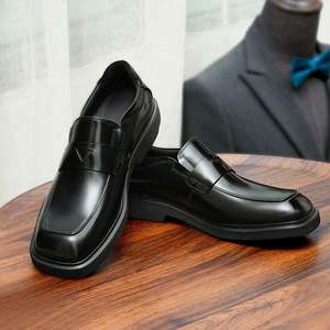 Zapatos Casuales de Cuero Puro para Hombre, Estilo 2025, Sin Cordones, Punta Cuadrada, Impermeables, Transpirables, Planos, para Oficina y Vestimenta Formal - Product Image 1