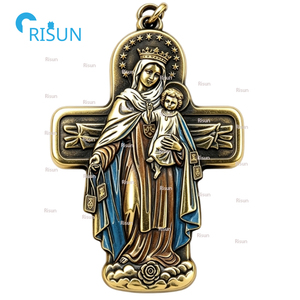 Medalla Personalizada <span class=keywords><strong>de</strong></span> la Virgen del Carmen, Centro <span class=keywords><strong>de</strong></span> Rosario Católico Religioso, Colgante, Collar, Medallón, Amuleto <span class=keywords><strong>de</strong></span> la Santa Virgen del Carmen - Product Image 6