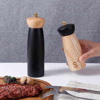 Moulin à sel et poivre rotatif manuel en bois noir, écologique, en acier inoxydable et céramique, durable, personnalisable – Meilleures ventes