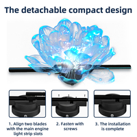 Ventilateur Holographique 3D HD à Vision Nu, Édition de Contenu via Application WiFi, Unité Unique pour Vitrine Commerciale Intérieure