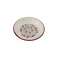 Assiette ronde en émail traditionnel Luhong, durable, passe au lave-vaisselle, écologique, pour usage domestique