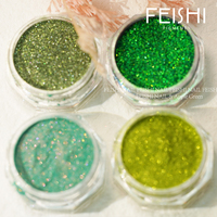 Poudre à ongles miroir verte de luxe Feishi, paillettes brillantes, pigment chromé métallique super brillant, effet miroir ultra fin, paillettes