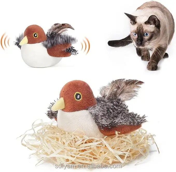 Potaroma Chat Jouets Rechargeable Battement Oiseau Moineau, Réaliste Chirp Tweet, Tactile Activé Chaton Jouet Interactif Chat Exercice